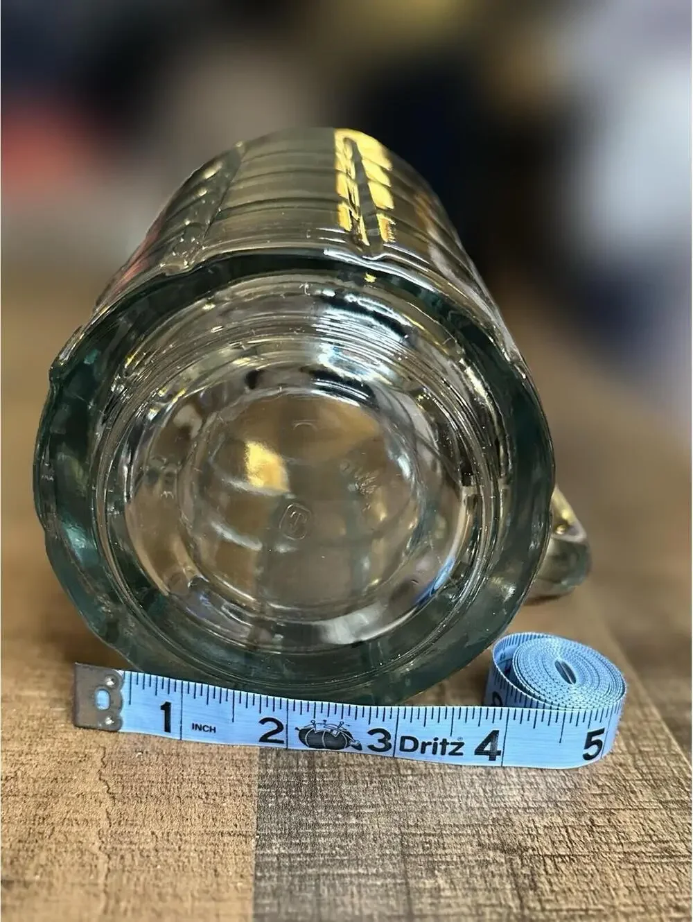 Vintage-Style Clear Glass Pitcher with Grid Pattern - 7.5 Inch Tall